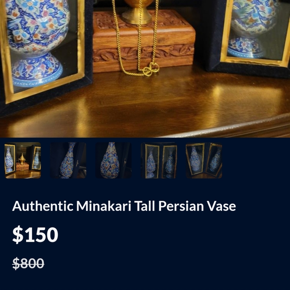Authentic Minakari tall Persian Vase